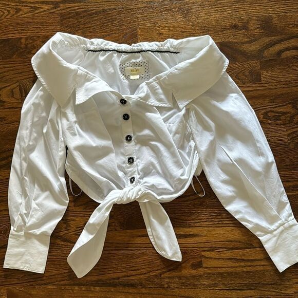 Maeve Cropped Tie-Front Blouse by Anthropologie - Picture 10 of 16